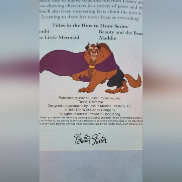 Vintage Walter Foster Disney's How to Draw Beauty and the Beast (1993, Trade Pap - Picture 7 of 12